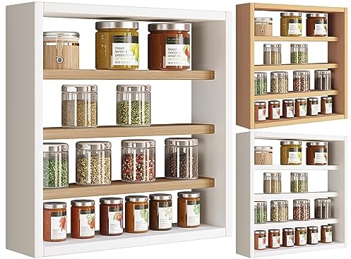 VCM Holz Küchenregal hängend | Maße ca. H. 40 x B. 40 x T. 10 cm | Hängeregal mit vier Fächern | Wandregal | Gewürzregal | Küchenmöbel - Esaldi S