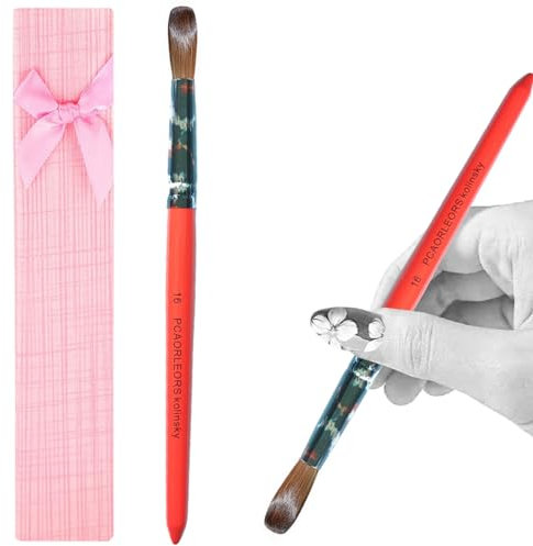PCAORLEORS Kolinsky Acryl Pinsel für Nägel, Professionelles Acryl Nagel Pinsel für Gelnägel, Nail Art Werkzeuge für Nagelverlängerung und Acryl Power(#12)