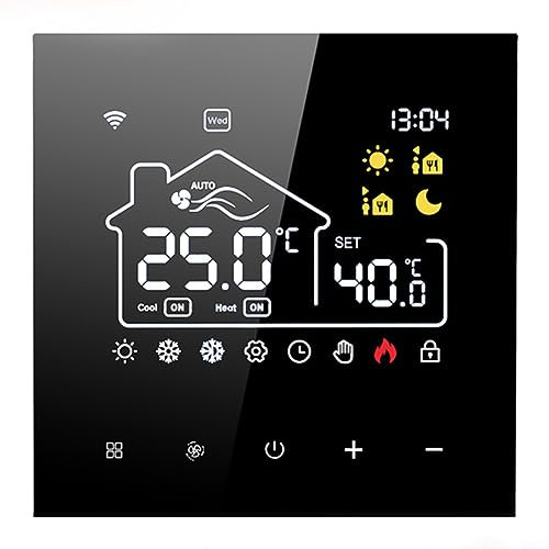 para Tuya - Termostato inteligente WiFi, termostato inteligente programable con pantalla táctil LCD, aire acondicionado 2 en 1 y panel de calefacción por suelo