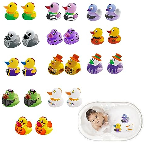 Halloween Badeenten | Halloween Sound Duck Float, Halloween-Geschenkbox-Spielzeug,Niedliche und gruselige Skelett-Enten zum Baden und als Geschenkbox für Partygeschenke Zonewd