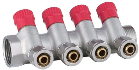 AQUA HEATING Warmwasserverteiler Wasserverteiler Warmwasser Trinkwasser Heizung Industrie Wasseranschluss-Verteiler 1 Zoll x 16 mm PEX 4 Kreise