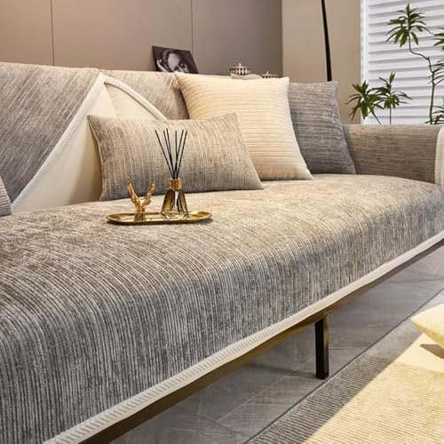 Bettschlange Sofa Überzug, Couch Überzug L Form 1/2/3/4 Sitzer, Sofa Cover Sofabezug Ecksofa rutschfeste Sofaschoner, Sofadecken für Sitzfläche, Universelle Sofa Überwurf,Hellgrau,70 x 120 cm