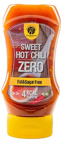 Rabeko Zero Salsa - peperoncino dolce e piccante, 1 x 350 ml senza zucchero e a basso contenuto di grassi - prodotti sani a basso contenuto di carboidrati con meno calorie e meno grassi per insalate