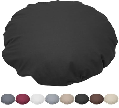 Nurtextil24 Kissen Rund 50cm Ø Durchmesser Schwarz Sitzkissen Dekokissen | Rundkissen 100 % Baumwolle mit Reißverschluss - Verwendung als Bodenkissen, Stuhlkissen, Sofakissen, Kopfkissen - Waschbar