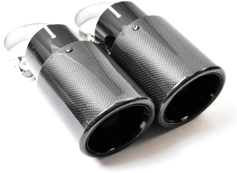 SKINII Auspuffblenden Auto-Modifikation Glänzend Schwarz Abgeschrägte Kante Auspuffrohr Lockige Faser-Carbon-Schalldämpferspitze Auto-Heckhals Endrohre (Color : In 67 Out 100 mm)