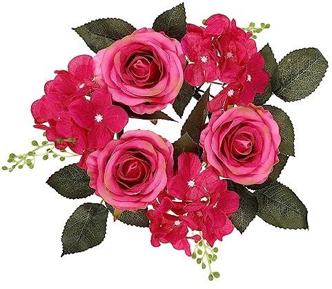 STOBAZA Eleganter Künstlicher Rosen Kerzenring aus Seidenblumen für Tischdekoration zur Hochzeitsfeier und Romantischen Valentinstag Deko