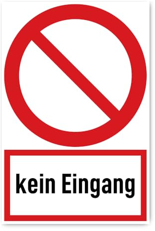 Aufkleber: 300x200 mm, 1 Stück - Kein Eingang - Verbotszeichen mit Text (deutsch) (rot/weiß) - hochkant - P001 - DIN EN ISO 7010 / ASR A1.3