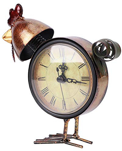HEEPDD Niedliche Retro-Uhr aus Eisen in Hühnerform Im Europäischen Stil, Schreibtisch-Tischuhr, Heimdekoration, Bastelgeschenke für das Arbeitszimmer oder das Einkaufszentrum