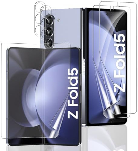 Bekiikoo Protection Écran pour Samsung Galaxy Z Fold 5 et Verre Trempé Caméra Protecteur [3+2 pièces], sans Bulles HD Transparent Doux TPU Film Protection pour Samsung Galaxy Z Fold 5 Protection Écran