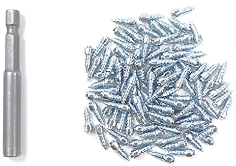 Tdyatocept 100 StüCk Spikes für Reifen Universal Roller Rad Reifen Schnee Spikes Studs Reifen Anti-Rutsch Schraube Stud Trim 4X9Mm