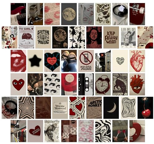 50 Stück Innenstadt-Mädchen-Raumdekoration, ästhetisch, Y2K-Wand-Collage-Set, ästhetische Bilder, Kokette, Wandkunst-Poster, Drucke, Y2k-Poster für Schlafzimmer, Vintage-Bilder, Wanddekoration für