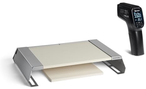 BURNHARD Pizzaaufsatz Bundle 2-tlg. für Gasgrills, Pizzacover mit 2 Cordierit-Pizzasteinen inkl. Infrarotthermometer ideal für FRED & EARL Gasgrills, neapolitanische Pizza in 90-120 Sekunden
