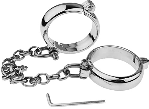 Soarvlorfy Abschließbar Bondage Ring Hand Fuß Manschetten Edelstahl Slave Fetisch Fußfesseln/Handschellen mit Metall Kette Erwachsene Spiele Bein Fesseln BDSM Sex Spielzeug,Männer,Füße