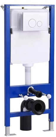 HOROW Unterputz Spülkasten Doppelspülung für Wand-WC mit Rund Drückerplatte | Vorwandelement WC mit 6,5L-Wassertank, Ventil nach CE-Norm Tragkraft 400 kg, korrosionsbeständiger lackierter Stahlrahmen