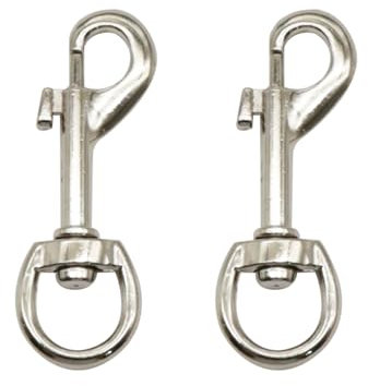 Lot de 2 mousquetons avec articulation pivotante en acier inoxydable, mousquetons pour laisse de chien, mousqueton robuste pour laisse de chien, mousqueton multifonction pour laisse d'animaux de