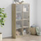 Willood Vitrinenschrank Glasvitrine Bücherschrank mit Türen Mehrzweckschrank mit Glastüren Wohnzimmer Metallschrank Sonoma Eiche 68 x 37 x 142 cm