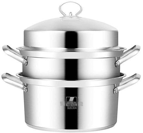 CHFYIJYHM Edelstahl-Dampfgarer 304, Suppentopf, multifunktionaler Dampfgarer, 3-lagig, großer kommerzieller Dampfgarer, Induktionsherd und Gasherd