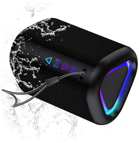aowoka Bluetooth Speaker, 2025 Portable Wireless Speakers With Led Light, Bluetooth 5.4, 24H Playtime, Enhanced Bass, IPX7 Waterproof, Outdoor Speaker for Travel, Sport, Party, Biking.