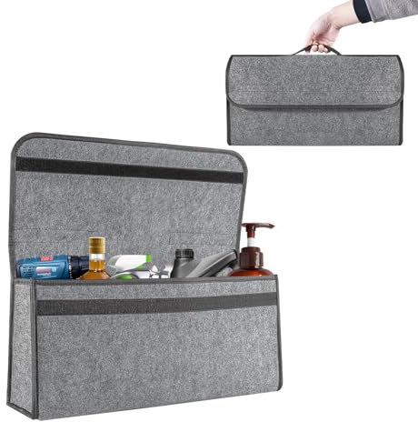 Trintion Car Boot Organiser, Large Grey Felt Caddy, 50x30x15cm, Non-Slip, Car Storage Bag