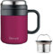 Taza de Te/Café Termo Acero Inoxidable (Cereza) con Colador Removible, 500 ml - Mantiene Líquidos Fríos y Calientes, Aislamiento 12+ Horas, Ideal para Té, Café, Viajes, Oficina y Camping
