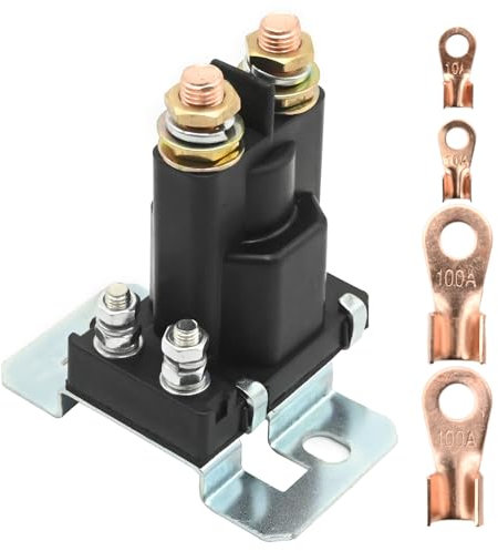 Ollanoos 500A-E267A 4 Pin 12V 500A High Current Relay Battery Isolator, SPST Contactor Isolator Control Switch
