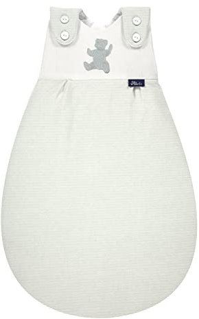 Alvi Baby Mäxchen Außensack Schlafsack im SET mit Babylöffel DeinKinderland Ganzjahresschlafsack | Babyschlafsack | Sommerschlafsack | Winterschlafsack (streifen Teddy, 68-74)