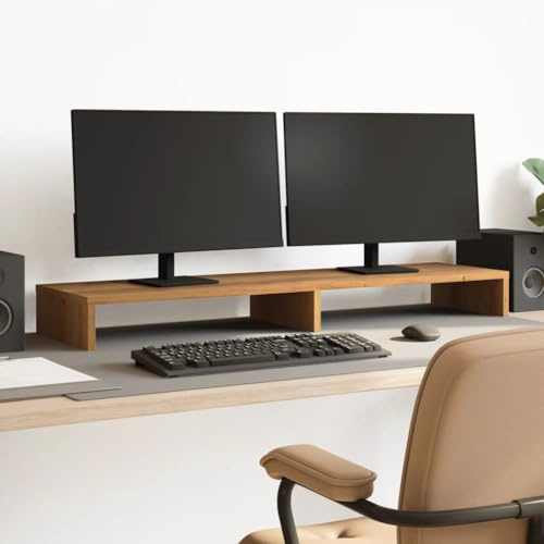 Generisch Tischregal Monitorständer mit Monitorerhöhung, Holz, Ergonomische Bildschirm-Erhöhung, Schreibtisch Organizer mit Stauraum, 100x27x10 cm, Eiche, Monitor Stand für Büro