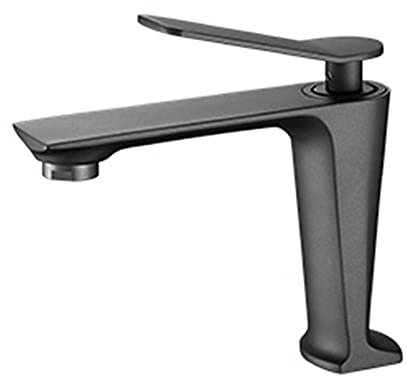 Badezimmer Wasserhahn Messing Badezimmer Wasserhahn einzelnes Loch Heiße und kalte Wasserhahngraue (Gris)