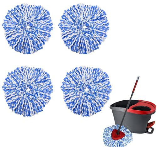 Cabezal de Repuesto para Fregona Vileda Turbo- Microfibra Triangular Recambio Fregona- Compatible con Todos los Suelos - Lavable a Máquina -Uso en Húmedo y Seco (Azul 4 Pieza)