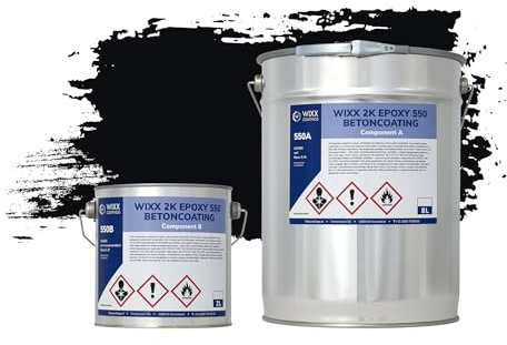 Wixx 2K Époxy 550 Peinture Béton - RAL 9005 | Noir intense - 10L