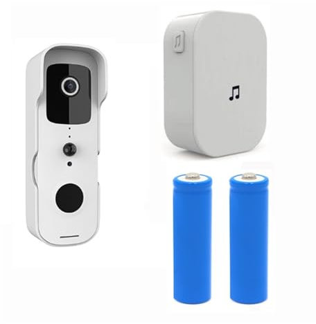 CMOLVUR Video Doorbell Camera, Tuya Smart Home Outdoor Wireless Door Bell Waterproof Battery Intercom Speaker Phone Camera,Smart Devices(Bianco)