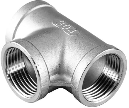 WKAIYUAN 1/4 3/8 1/2 3/4 1 1-1/4 1-1/2 2 Maschio Femmina Tee 3 Vie Splitter 304 Acciaio Inox Raccordo for Tubo Acqua Gas(THREAD_3/4)