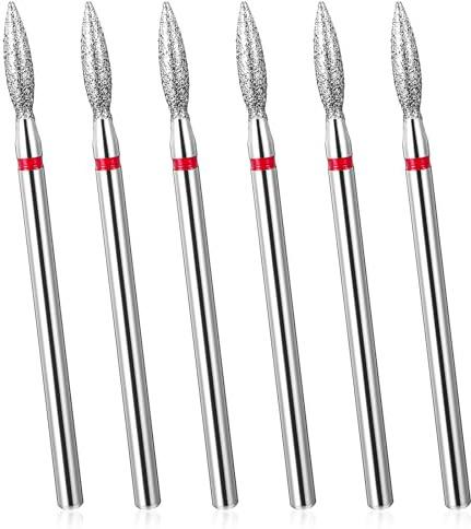 Cuticle Drill Bit, 6 Pcs 3/32'' Diamond Cuticle Bit for Nail Drill Safety Drills Bits Set Nails for Remove Nail Prep Professional Basic Salon Tools