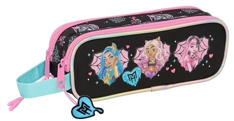 safta Monster High Doppelmäppchen für Kinder, ideal für Kinder im Schulalter, bequem und vielseitig, Qualität und Widerstandsfähigkeit, 21 x 6 x 8 cm
