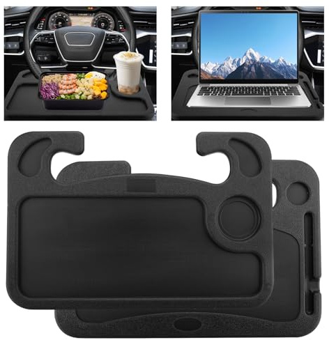 Car Steering Wheel Table,Double Sided Car Steering Wheel Tray,Cars Food Tray Laptop Holder,Multi-Purpose Desk Trays for Cars,Portable Vehicle Seat Mount for Laptop Working Food Eating Drinking Desk