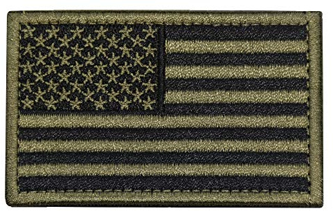 Tactical Morale Patch USA Flag Embroidered American Flag Patch Hook&Loop Fastener Backing Emblem (Black+Army Green)