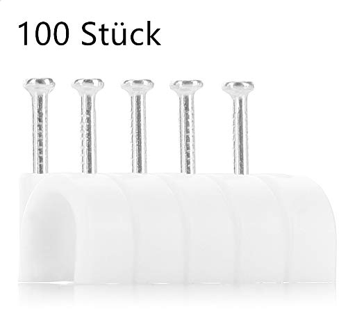 JBSTK 100 Stück Kabelschelle 8mm - weiß - 100stk.Kabelklemmen Kabelclips Kabelhalter für Netzwerkkabel Cat7