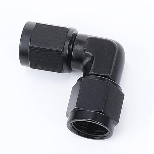 Black Aluminum 90 Degree Swivel Female 8AN to Female AN8 Coupler Union Fuel Line Hose Adapter Fitting