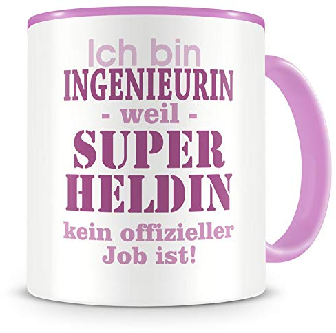 Samunshi® Tazza da caffè con scritta in lingua tedesca Ich bin Ingenieurin, idea regalo, tazza da caffè, tazza da caffè in 2 misure e 372 colori (ingegnere 300 ml rosa/rosa)
