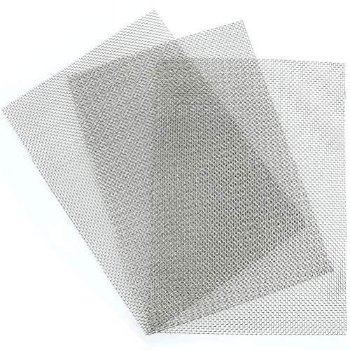 Grille Métallique Maille Toile Inox 10 Mesh TIMESETL 3PCS Tissu de Treillis Métallique 300 x 210 mm Maille d'acier Inoxydable Filtration en Feuilles Filtre d'écran Grille anti Insecte
