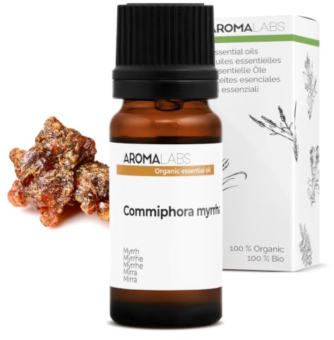 BIO - Myrrh Essential Oil - 10mL - 100% Pure, Natural, Chemotyped and AB/Cosmos Certified - AROMA LABS (French Brand)