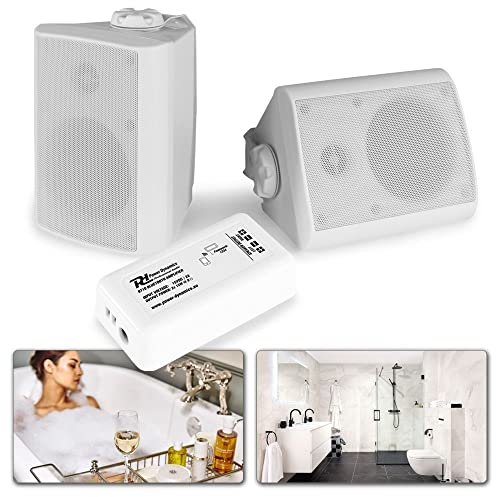 Power Dynamics BGO40, Wand Lautsprecher Boxen, Set mit Bluetooth Verstärker, 100 Watt, 2 Wege Wandlautsprecher mit Wandhalterung, Festmontage an Wand und Decke für Zuhause, Gastro, Bars - Weiß