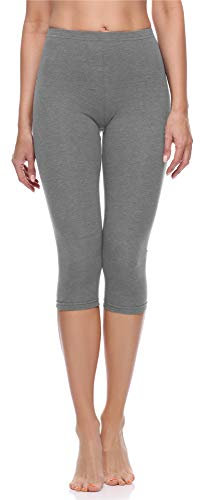Merry Style Damen Leggings 3/4 aus Baumwolle mit Stretch – Leichte Capri Leggings Damen aus atmungsaktiver, elastischer Baumwolle, ideal für Yoga Sport Freizeit Reisen MS10-199 (Mittel Melange,3XL)