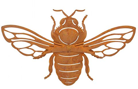 Rostalgie Edelrost Biene 3D groß Optik 33x18cm Insekten Figur Garten Dekoration Sommer