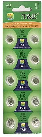 T&E AG4 SR626SW LR626 Lot de 10 piles alcalines 377 boutons