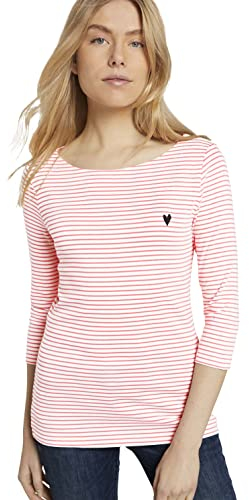 TOM TAILOR Damen Longsleeve mit Herz-Stickerei auf der Brust