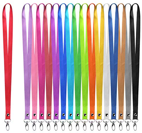 18 Stk Schlüsselbänder mit Karabinerhaken, Nylon Schlüsselband Umhängeband, Bunt Lanyards für Abzeichen, 96cm Lang Schlüsselanhänger Band Trageband für Ausweishülle, Handys, Bürokarte, Namensschild