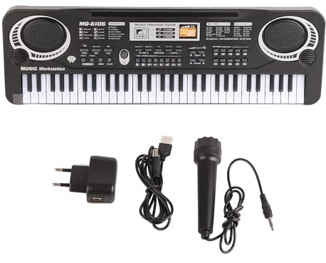 Teclado electrónico de 61 teclas, multifunción, mini teclado musical, juguete educativo, teclado para piano eléctrico para principiantes, niños y niñas