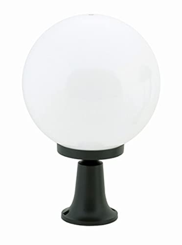 Licht-Erlebnisse Sockelleuchte Kugel Schirm 37cm klein IP43 E27 Schwarz Weiß Garten Eingang Wegeleuchte MELANTHA