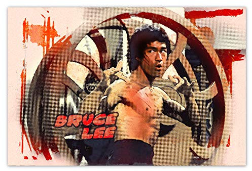 H165 Wandtattoo, Motiv: Bruce Lee Karate-Kampf, 93 x 62 cm